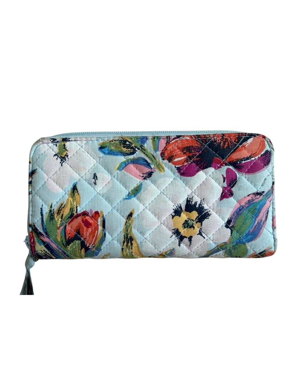 Vera Bradley Sea Air Quilted Floral Zip Wallet in Light Blue
